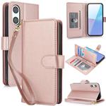 For Sony Xperia 10 VI Multi-Card Wallet RFID Leather Phone Case(Rose Gold)