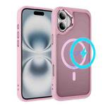 For iPhone 16 Hardware Lens Protection MagSafe Magnetic PC Hybrid TPU Phone Case(Pink)
