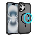 For iPhone 16 Hardware Lens Protection MagSafe Magnetic PC Hybrid TPU Phone Case(Black)