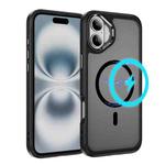 For iPhone 16 Plus Hardware Lens Protection MagSafe Magnetic PC Hybrid TPU Phone Case(Black)