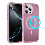 For iPhone 16 Pro Hardware Lens Protection MagSafe Magnetic PC Hybrid TPU Phone Case(Pink)