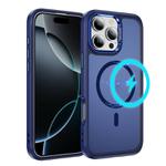 For iPhone 16 Pro Hardware Lens Protection MagSafe Magnetic PC Hybrid TPU Phone Case(Blue)