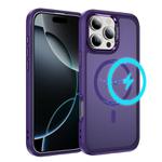For iPhone 16 Pro Hardware Lens Protection MagSafe Magnetic PC Hybrid TPU Phone Case(Purple)