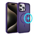 For iPhone 15 Pro Max Hardware Lens Protection MagSafe Magnetic PC Hybrid TPU Phone Case(Purple)