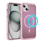 For iPhone 15 Plus / 14 Plus Hardware Lens Protection MagSafe Magnetic PC Hybrid TPU Phone Case(Pink)