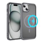 For iPhone 15 Plus / 14 Plus Hardware Lens Protection MagSafe Magnetic PC Hybrid TPU Phone Case(Grey)