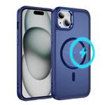 For iPhone 15 Hardware Lens Protection MagSafe Magnetic PC Hybrid TPU Phone Case(Blue)
