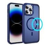 For iPhone 14 Pro Max Hardware Lens Protection MagSafe Magnetic PC Hybrid TPU Phone Case(Blue)