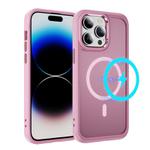 For iPhone 14 Pro Hardware Lens Protection MagSafe Magnetic PC Hybrid TPU Phone Case(Pink)