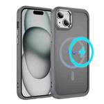 For iPhone 14 / 13 Hardware Lens Protection MagSafe Magnetic PC Hybrid TPU Phone Case(Grey)