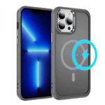 For iPhone 13 Pro Hardware Lens Protection MagSafe Magnetic PC Hybrid TPU Phone Case(Grey)