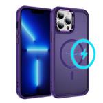 For iPhone 13 Pro Hardware Lens Protection MagSafe Magnetic PC Hybrid TPU Phone Case(Purple)