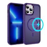 For iPhone 13 Pro Max Hardware Lens Protection MagSafe Magnetic PC Hybrid TPU Phone Case(Purple)