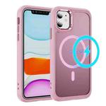 For iPhone 12 / 12 Pro Hardware Lens Protection MagSafe Magnetic PC Hybrid TPU Phone Case(Pink)