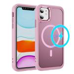 For iPhone 11 Hardware Lens Protection MagSafe Magnetic PC Hybrid TPU Phone Case(Pink)