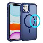 For iPhone 11 Hardware Lens Protection MagSafe Magnetic PC Hybrid TPU Phone Case(Blue)
