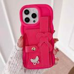 For iPhone 13 Pro Wristband Leather Love Holder Card Bag Phone Case(Rose Red)
