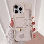 For iPhone 12 Pro Max Wristband Leather Love Holder Card Bag Phone Case(White)