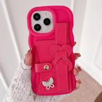 For iPhone 11 Pro Wristband Leather Love Holder Card Bag Phone Case(Rose Red)
