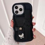 For iPhone 11 Pro Wristband Leather Love Holder Card Bag Phone Case(Black)