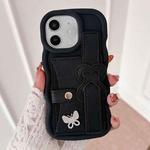 For iPhone 11 Wristband Leather Love Holder Card Bag Phone Case(Black)
