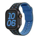 For Apple Watch 42mm / 41mm / 40mm / 38mm Three-color Reverse Buckle Silicone Watch Band(Black Blue)