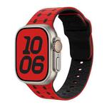For Apple Watch 42mm / 41mm / 40mm / 38mm Three-color Reverse Buckle Silicone Watch Band(Red Black)
