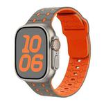 For Apple Watch 42mm / 41mm / 40mm / 38mm Three-color Reverse Buckle Silicone Watch Band(Grey Orange)