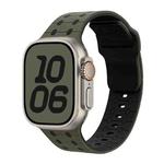 For Apple Watch 42mm / 41mm / 40mm / 38mm Three-color Reverse Buckle Silicone Watch Band(Green Black)