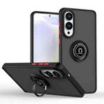 For Samsung Galaxy S25 Edge 5G Q Shadow 1 Series TPU + PC Phone Case with Ring(Black+Red)