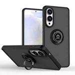 For Samsung Galaxy S25 Edge 5G Q Shadow 1 Series TPU + PC Phone Case with Ring(Black+Black)