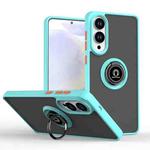 For Samsung Galaxy S25 Edge 5G Q Shadow 1 Series TPU + PC Phone Case with Ring(Sky Blue)