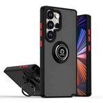 For Samsung Galaxy S25 Ultra 5G Q Shadow 1 Series TPU + PC Phone Case with Ring(Black+Red)