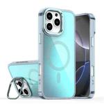 For iPhone 16 Pro Max Plating Gradient Discolor MagSafe Phone Case with Holder(Blue)