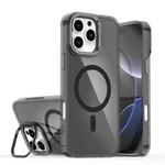 For iPhone 16 Pro Max Plating Gradient Discolor MagSafe Phone Case with Holder(Black)
