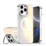 For iPhone 16 Pro Max Plating Gradient Discolor MagSafe Phone Case with Holder(White)