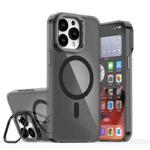 For iPhone 15 Pro Max Plating Gradient Discolor MagSafe Phone Case with Holder(Black)
