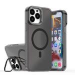 For iPhone 13 Pro Plating Gradient Discolor MagSafe Phone Case with Holder(Black)