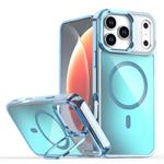 For iPhone 17 Pro Max Plating Gradient Discolor MagSafe Phone Case with Holder(Blue)