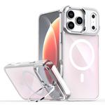 For iPhone 17 Pro Max Plating Gradient Discolor MagSafe Phone Case with Holder(White)