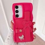 For Samsung Galaxy S23+ 5G Wristband Leather Love Holder Card Bag Phone Case(Rose Red)