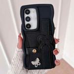 For Samsung Galaxy S23+ 5G Wristband Leather Love Holder Card Bag Phone Case(Black)