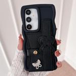 For Samsung Galaxy S24+ 5G Wristband Leather Love Holder Card Bag Phone Case(Black)