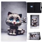 For Samsung Galaxy Tab S8 / Galaxy Tab S7 T870 Colored Drawing Horizontal Flip Leather Case with Holder & Card Slots & Sleep / Wake-up Function(Pet Cat)
