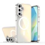 For Samsung Galaxy A05s Plating Gradient Discolor MagSafe Phone Case with Holder(White)