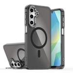 For Samsung Galaxy A25 5G Plating Gradient Discolor MagSafe Phone Case with Holder(Black)