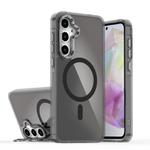 For Samsung Galaxy A35 5G Plating Gradient Discolor MagSafe Phone Case with Holder(Black)
