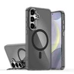 For Samsung Galaxy S25+ 5G Plating Gradient Discolor MagSafe Phone Case with Holder(Black)