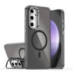 For Samsung Galaxy S24 FE 5G Plating Gradient Discolor MagSafe Phone Case with Holder(Black)