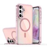 For Samsung Galaxy S23 FE 5G Plating Gradient Discolor MagSafe Phone Case with Holder(Pink)